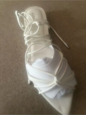 INC International Concepts White Lace-Up Strappy Sandal